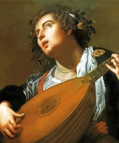 Woman Playing A Lute By Artemisia Gentileschi paint by number