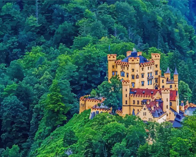 Wonderful Castle In Forest paint by number