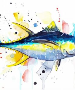 Yellowfin Tuna Splatter Art paint by number