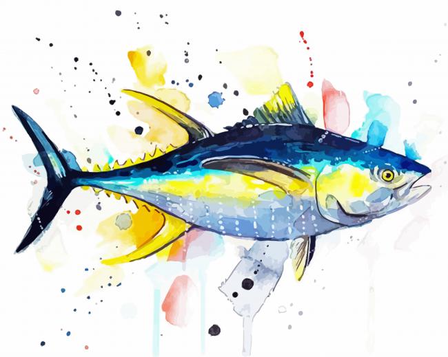 Yellowfin Tuna Splatter Art paint by number
