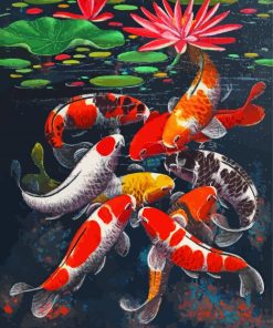 Aesthetic 9 Koi Fish paint by number