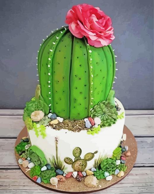 Aesthetic Cactus Dessert paint by number