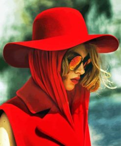 Beautiful Woman With Red Hat paint by number