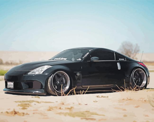Black Nissan 350Z paint by number
