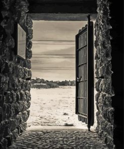 Black And White Open Door paint by number