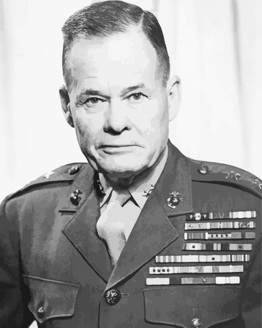 Black And White Marine Corps Officer Chesty Puller paint by number