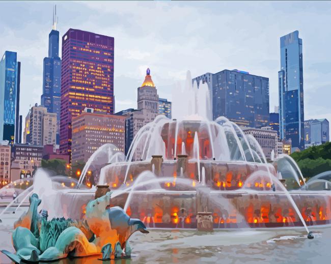 Buckingham Fountain paint by number