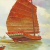 Chinese Junk Boat Art paint by number