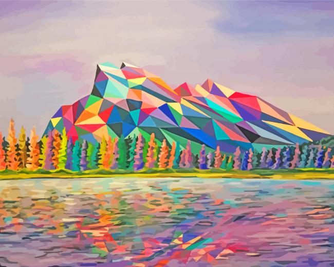 Colored Mountains Landscape Art paint by number