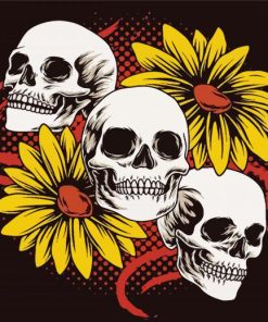 Cool Skulls Sunflower paint by number