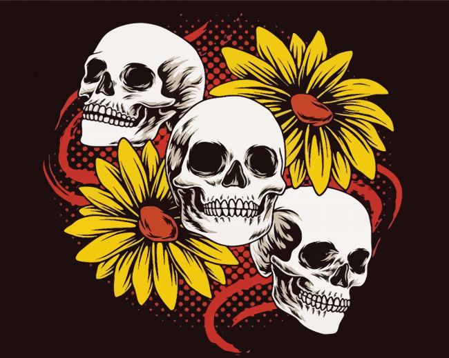Cool Skulls Sunflower paint by number