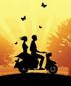 Couple On Motorcycle paint by number