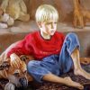 Cute Boy With Dog paint by number