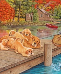 Cute Puppies Fishing paint by number