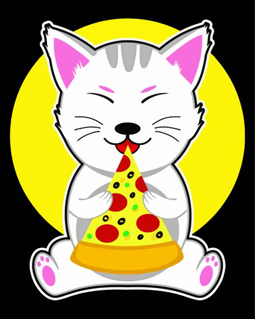 Cute Cat Eating Pizza paint by number
