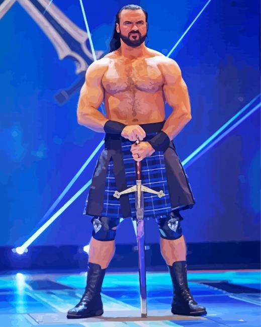 Drew Mcintyre With His Sword paint by number