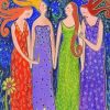 Aesthetic Four Female Friends Art paint by number