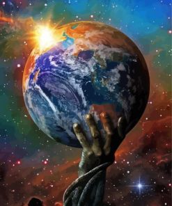 Fantasy Hands Holding The World paint by number