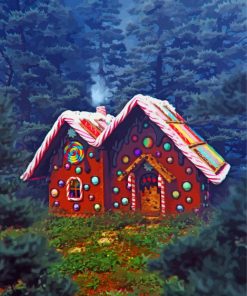 Gingerbread House In Forest paint by number