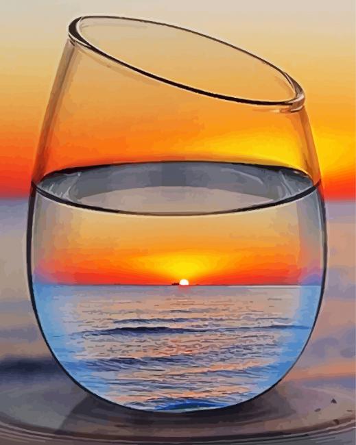 Glass In Sunset paint by number