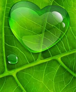 Green Love Leaf paint by number