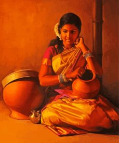 Indian Woman With Pot paint by number