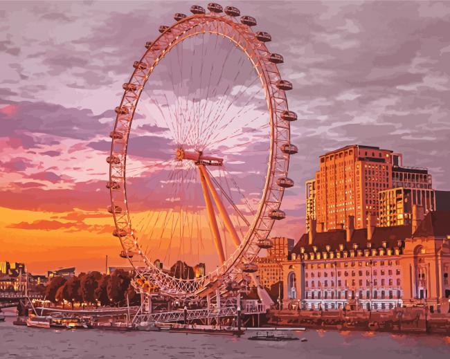 London Eye Sunset paint by number