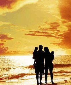 Lovely Family Beach Silhouette paint by number