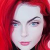 Pretty Woman With Red Hair And Blue Eyes paint by number