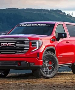 Red Gmc Truck paint by number