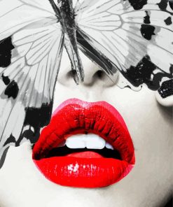 Red Lips Butterfly paint by number