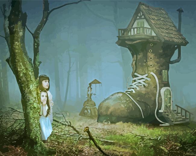Scary Forest Fantasy House paint by number