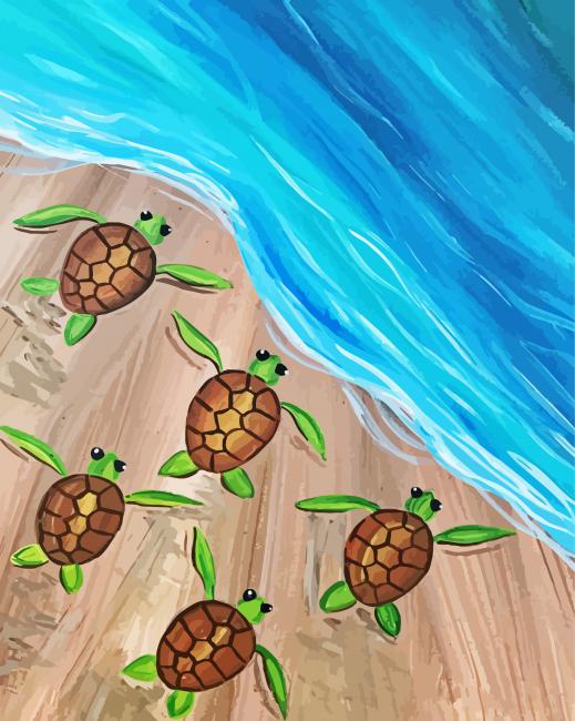 Sea Baby Turtles Art paint by number
