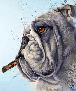 Side Profile Dog With Cigar paint by number