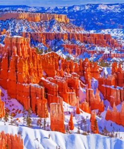 Snowy Bryce National Park paint by number