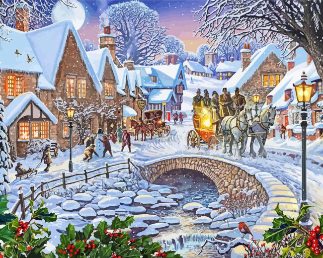 Winter Village paint by number