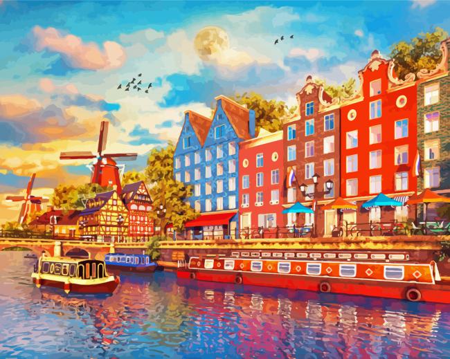 Amsterdam Canal paint by number