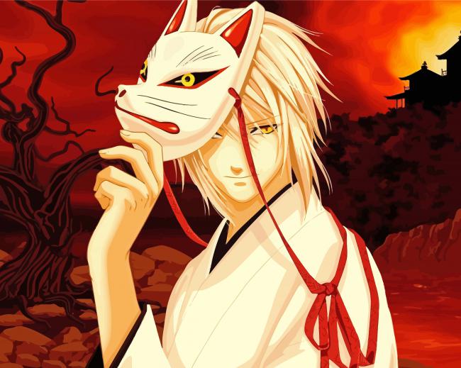 Anime Boy With Kitsune Mask paint by number