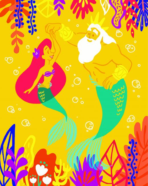 Ariel And Father King Triton Paint By Numbers