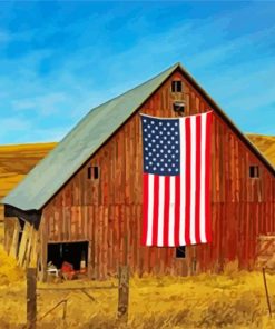Barn With Flag paint by number