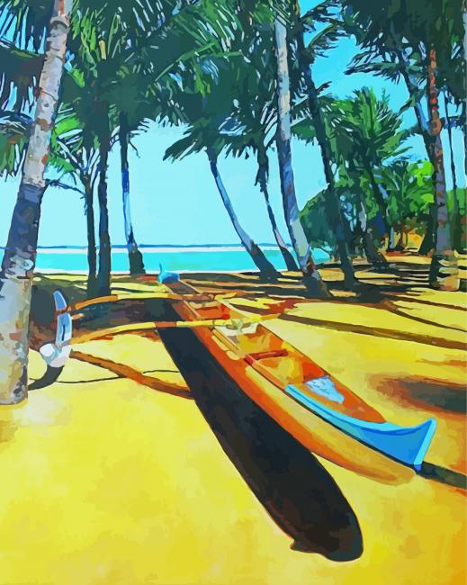 Beach Outrigger Canoe paint by number