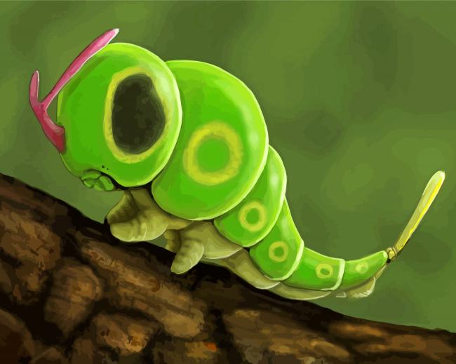 Caterpie Bug Pokemon paint by number