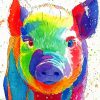 Colorful Pig Animal paint by number
