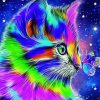 Colorful Cat And Butterfly paint by number