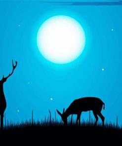 Deers And Full Moon paint by number