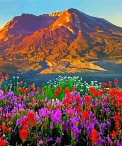 Flower Mountain Landscape paint by number