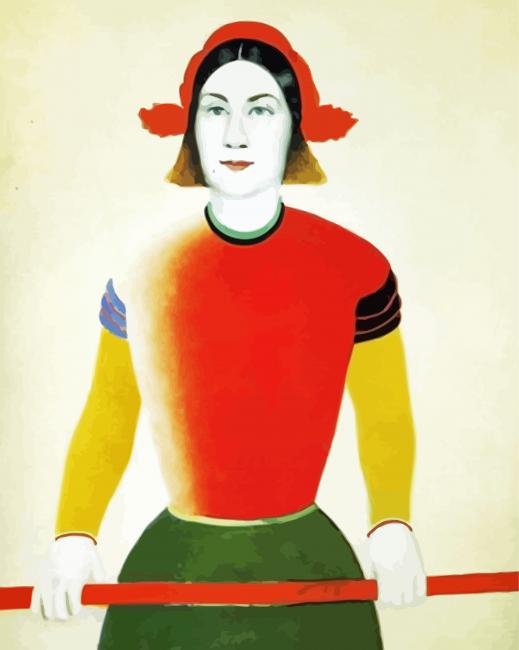 Girl With Red Flagpole Malevich Paint By Numbers