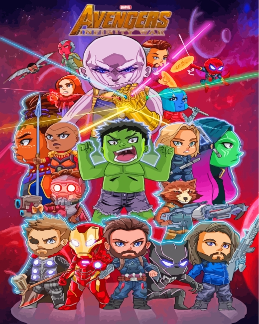 Kids Marvel Avengers Poster paint by number