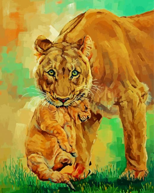 Lioness And Cubs paint by number