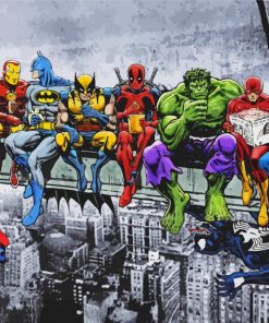 Marvel Superheroes On Skyscraper Paint By Numbers
